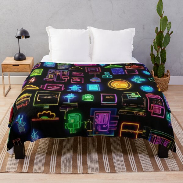 Item preview, "Neon Digital Icons: Cyberpunk Connectivity" designed and sold by Artisticanvas.