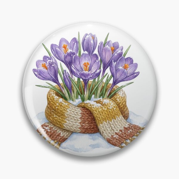 Item preview, Cozy Watercolor Purple Crocus in Knitted Scarf designed and sold by EverBranz-stor.