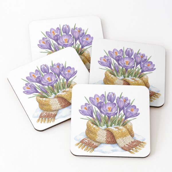 Item preview, Cozy Watercolor Purple Crocus in Knitted Scarf designed and sold by EverBranz-stor.