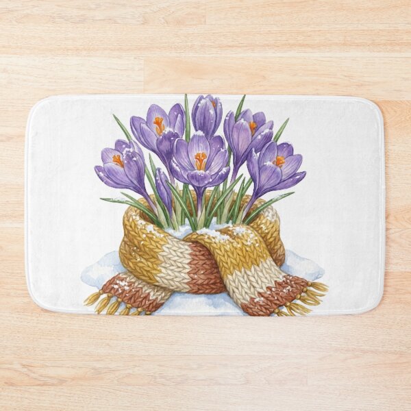 Item preview, Cozy Watercolor Purple Crocus in Knitted Scarf designed and sold by EverBranz-stor.