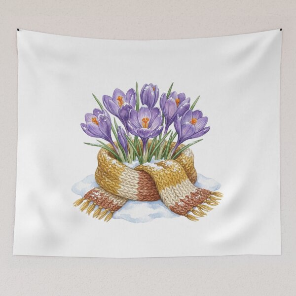 Item preview, Cozy Watercolor Purple Crocus in Knitted Scarf designed and sold by EverBranz-stor.