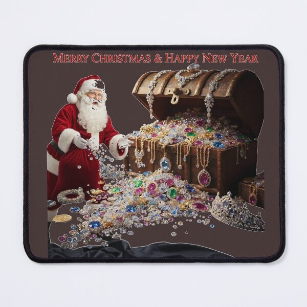 Item preview, Merry Christmas & Happy New Year – Santa with Treasure Chest of Gifts designed and sold by DroolWorthyUS.