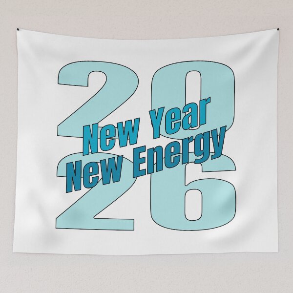 Item preview, New Year New Energy 2026 – Bold Blue Typography Minimal White T-Shirt Design designed and sold by PixelPlush.
