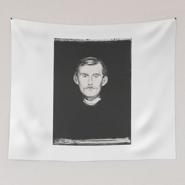 Item preview, Self-Portrait with Skeleton Arm – Edvard Munch Expressionist Meditation on Death and Mortality (1895) designed and sold by Art Outlaws.