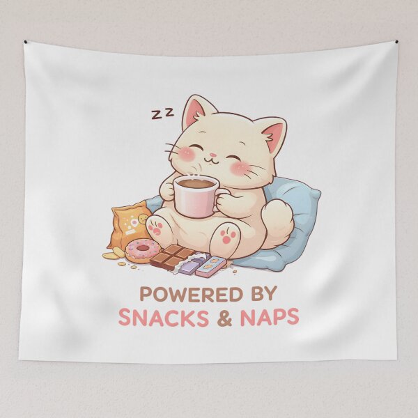 Item preview, Powered by Snacks & Naps – Cute Cozy Cat Design designed and sold by SoulenCify.