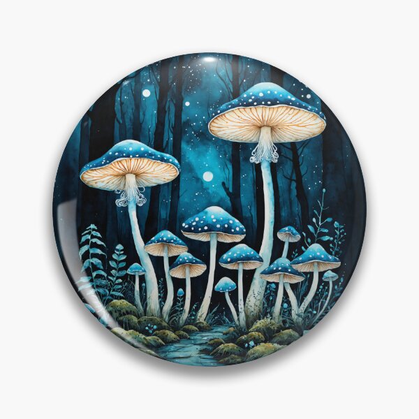 Item preview, Midnight Magic Mushroom Forest – Witchy Blue Cottagecore designed and sold by IdeaSmith.