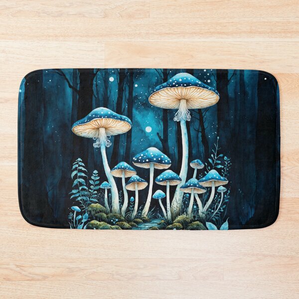 Item preview, Midnight Magic Mushroom Forest – Witchy Blue Cottagecore designed and sold by IdeaSmith.