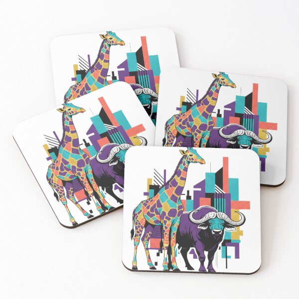 Item preview, Giraffe & Buffalo Modern Art  Urban Savanna Spirit  Wildlife Wall Art designed and sold by SavannaStrikes.