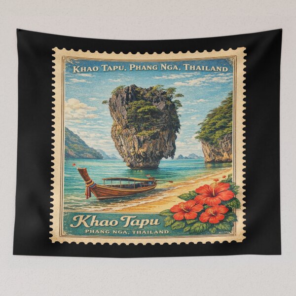 Item preview, Khao Tapu, Phang Nga, Thailand – Vintage Postage Stamp Art designed and sold by Wednesday Art design .