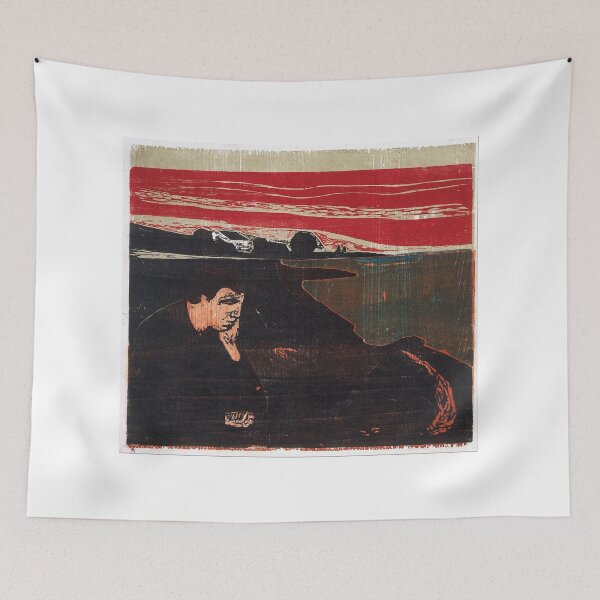 Item preview, Evening (Melancholy I) – Edvard Munch Symbolist Expressionist Landscape of Isolation and Inner Sorrow (1891) designed and sold by Art Outlaws.