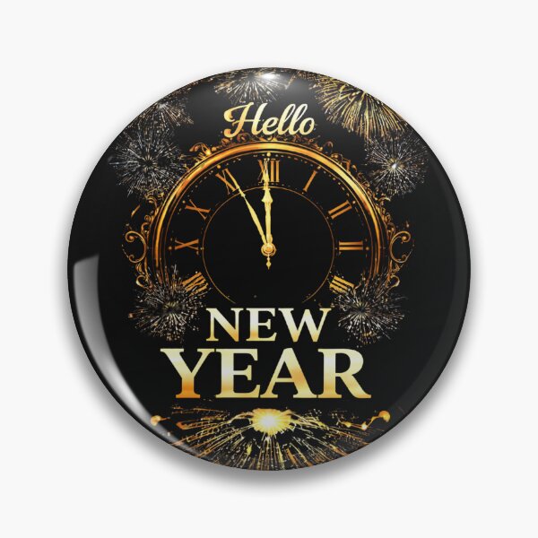 Item preview, Hello New Year – Golden Clock & Fireworks designed and sold by ParaSiempreS.