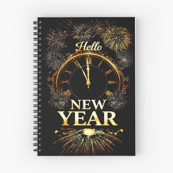Item preview, Hello New Year – Golden Clock & Fireworks designed and sold by ParaSiempreS.