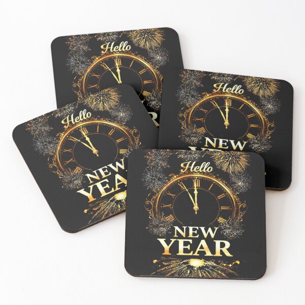 Item preview, Hello New Year – Golden Clock & Fireworks designed and sold by ParaSiempreS.