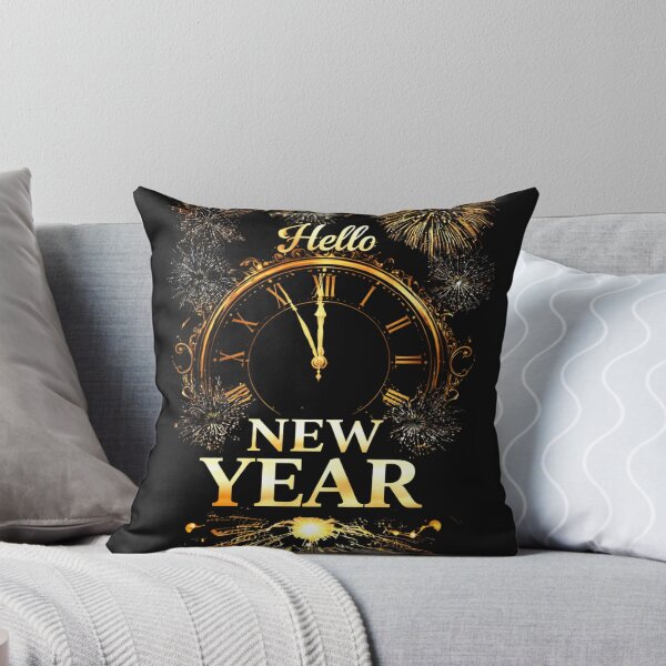 Item preview, Hello New Year – Golden Clock & Fireworks designed and sold by ParaSiempreS.