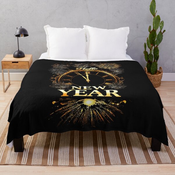 Item preview, Hello New Year – Golden Clock & Fireworks designed and sold by ParaSiempreS.