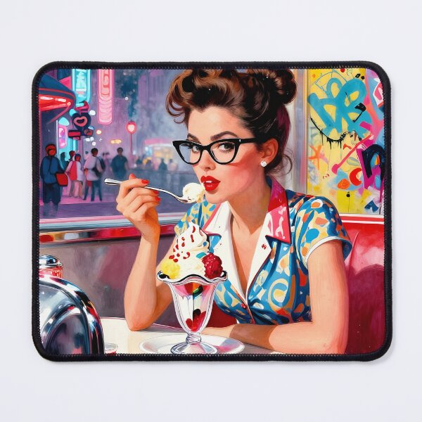 Item preview, Neon Sundae Dreams – Retro Futuristic Diner Art designed and sold by MooLaLa.Store.