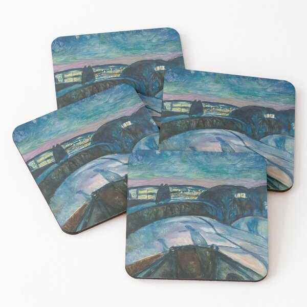 Item preview, Starry Night – Edvard Munch Expressionist Nocturne of Nature, Solitude, and Cosmic Emotion (1922) designed and sold by Art Outlaws.