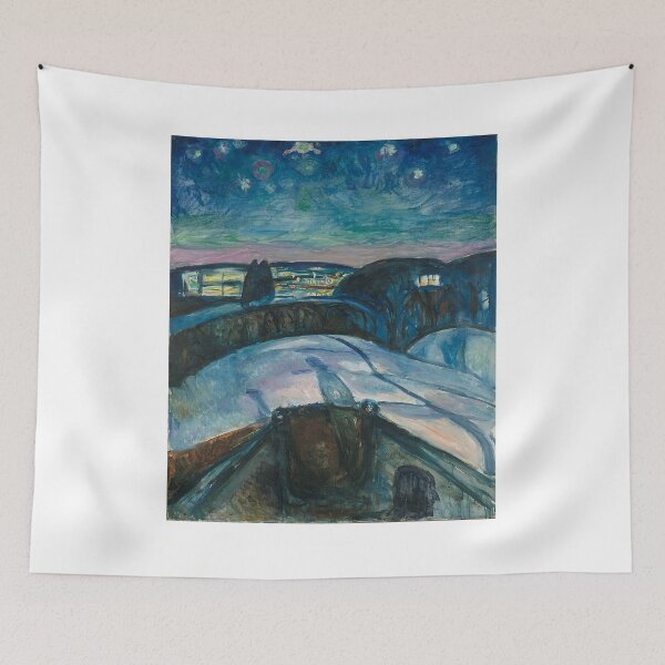 Item preview, Starry Night – Edvard Munch Expressionist Nocturne of Nature, Solitude, and Cosmic Emotion (1922) designed and sold by Art Outlaws.