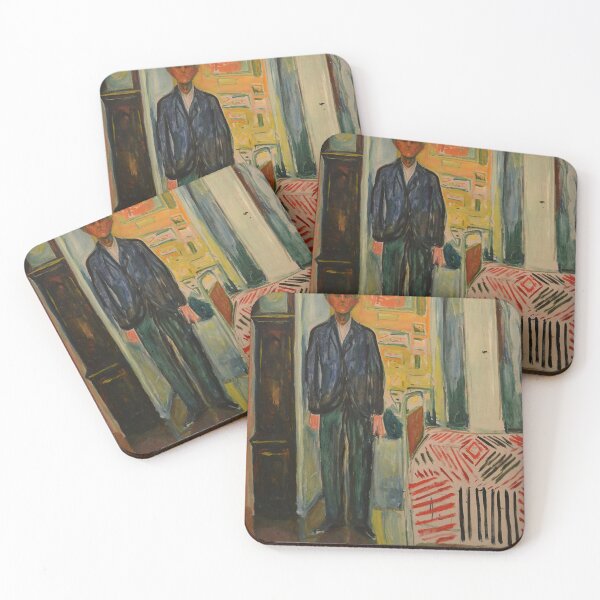 Item preview, Self-Portrait: Between the Clock and the Bed – Edvard Munch Expressionist Meditation on Aging, Mortality, and Time (1940–1943) designed and sold by Art Outlaws.