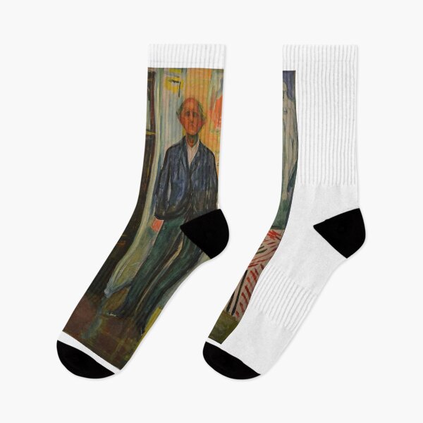 Item preview, Self-Portrait: Between the Clock and the Bed – Edvard Munch Expressionist Meditation on Aging, Mortality, and Time (1940–1943) designed and sold by Art Outlaws.