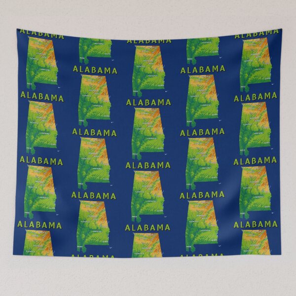 Item preview, Alabama State Pride, Artistic Topographic Map & Major Cities designed and sold by mashmosh.