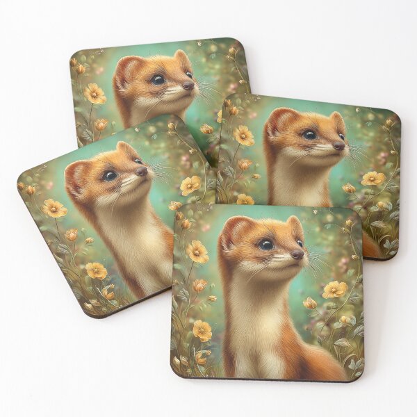 Item preview, Cute Weasel in Floral Meadow designed and sold by PetsArt.