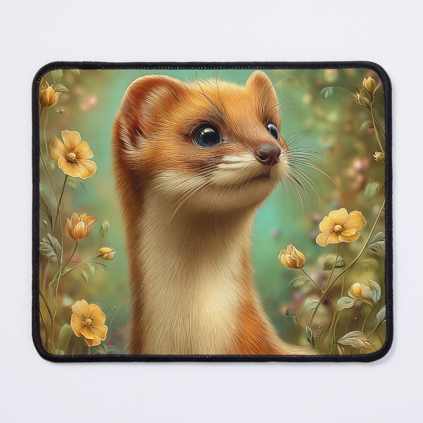 Item preview, Cute Weasel in Floral Meadow designed and sold by PetsArt.