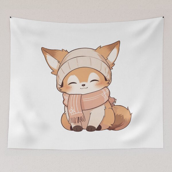 Item preview, Cute fox wearing a knit cap and a scarf designed and sold by CircleTriangle.