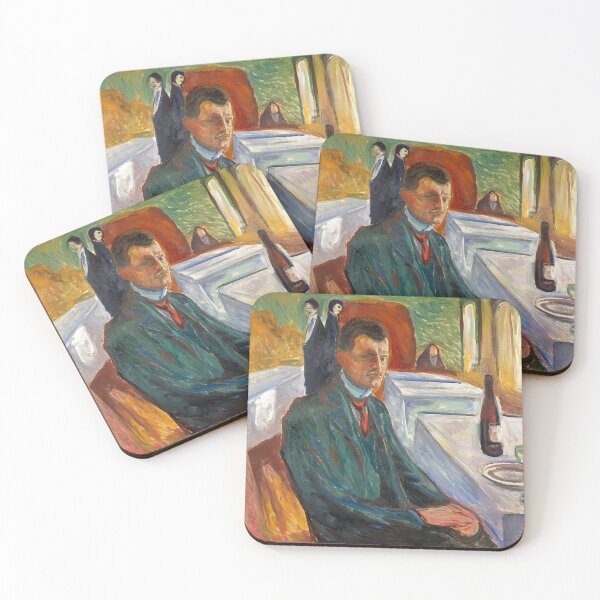 Item preview, Self-Portrait with a Bottle of Wine – Edvard Munch Expressionist Psychological Self-Portrait (1906) designed and sold by Art Outlaws.