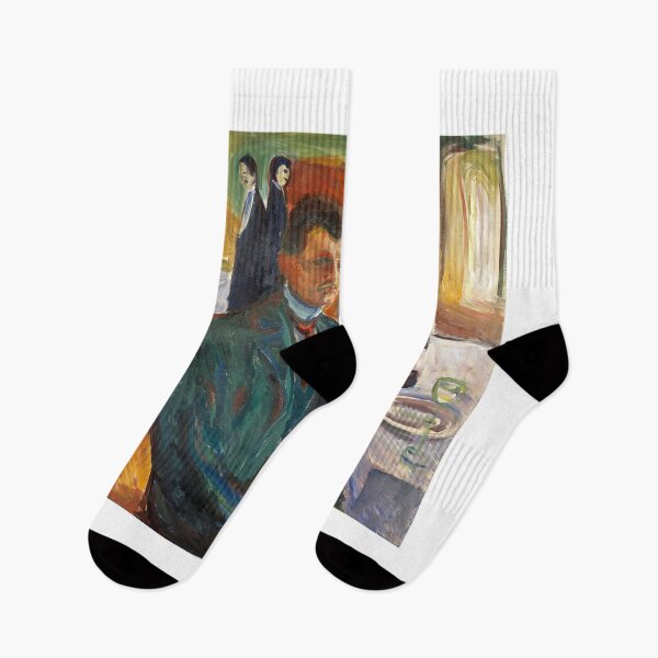 Item preview, Self-Portrait with a Bottle of Wine – Edvard Munch Expressionist Psychological Self-Portrait (1906) designed and sold by Art Outlaws.
