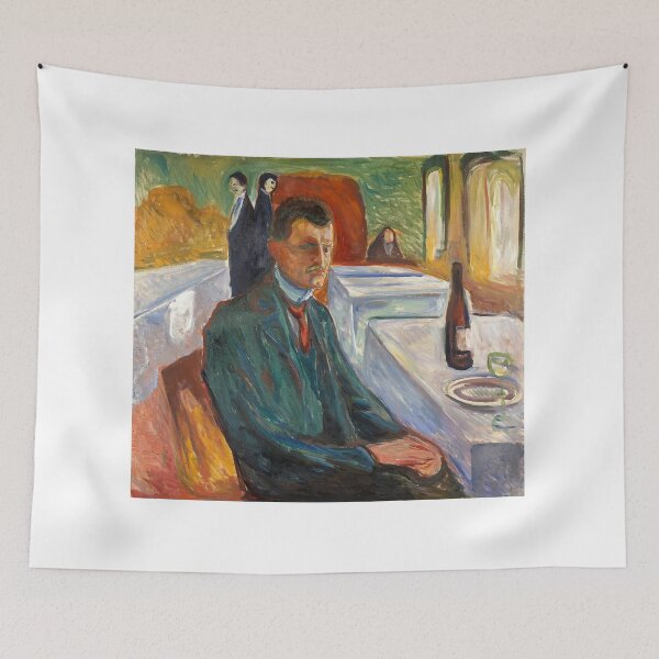 Item preview, Self-Portrait with a Bottle of Wine – Edvard Munch Expressionist Psychological Self-Portrait (1906) designed and sold by Art Outlaws.