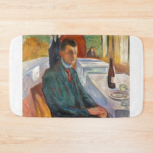 Item preview, Self-Portrait with a Bottle of Wine – Edvard Munch Expressionist Psychological Self-Portrait (1906) designed and sold by Art Outlaws.