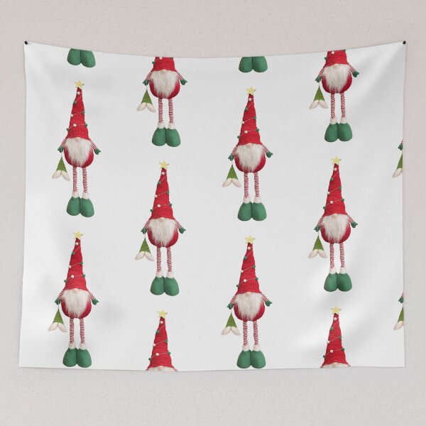 Item preview, Christmas gnome with long legs holding a small gift, festive holiday decoration. designed and sold by NadiiArt.