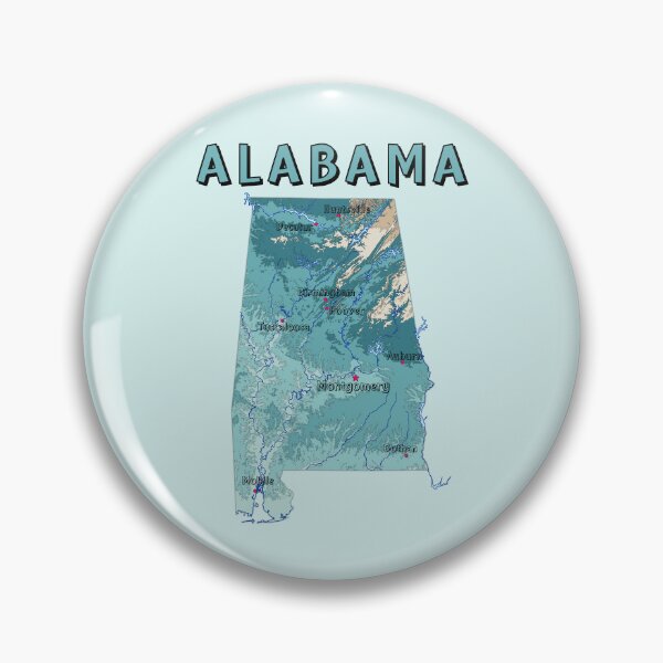 Item preview, Alabama State Map - Vintage Topographic Blue Style designed and sold by mashmosh.