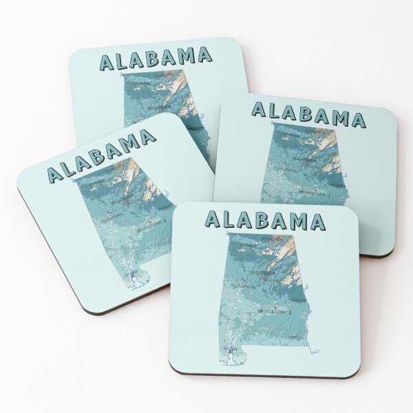 Item preview, Alabama State Map - Vintage Topographic Blue Style designed and sold by mashmosh.