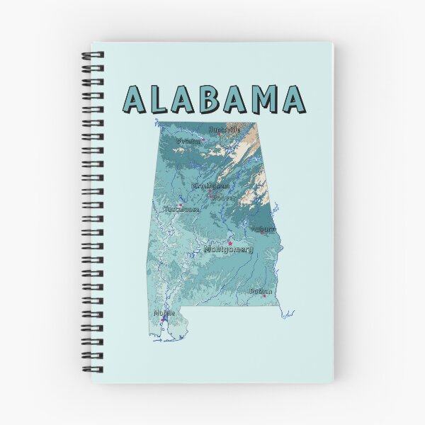 Item preview, Alabama State Map - Vintage Topographic Blue Style designed and sold by mashmosh.