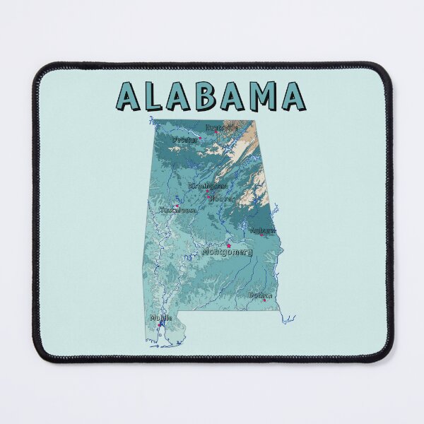 Item preview, Alabama State Map - Vintage Topographic Blue Style designed and sold by mashmosh.
