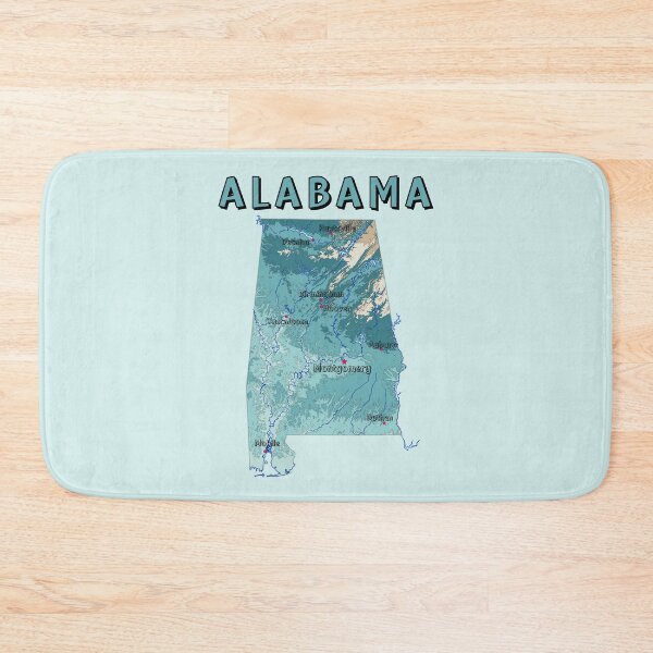 Item preview, Alabama State Map - Vintage Topographic Blue Style designed and sold by mashmosh.