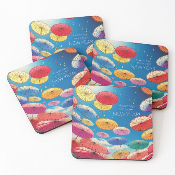 Item preview, Happy days and  a great NEW YEAR! with colorful parasols designed and sold by Photopat.