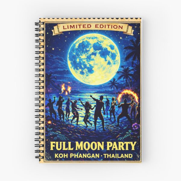 Aperçu de l'œuvre Timbre vintage de Thaïlande : Fête de la pleine lune – Koh Phangan créée et vendue par Wednesday Art design .