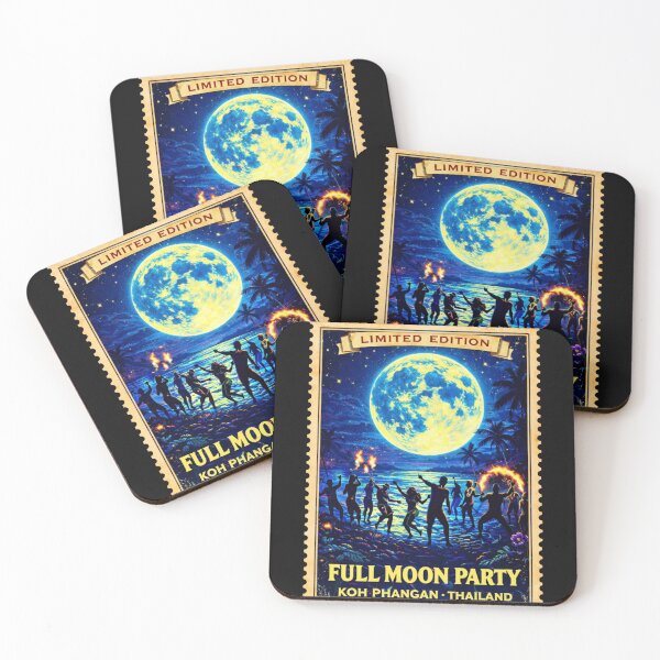 Item preview, Vintage Thailand Stamp: Full Moon Party – Koh Phangan designed and sold by Wednesday Art design .