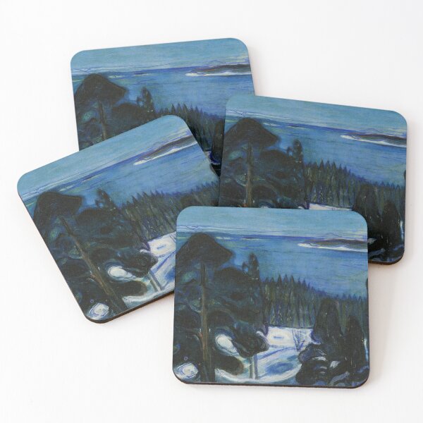 Item preview, Winter Night – Edvard Munch Expressionist Nocturnal Landscape Painting (1890–1895) designed and sold by Art Outlaws.