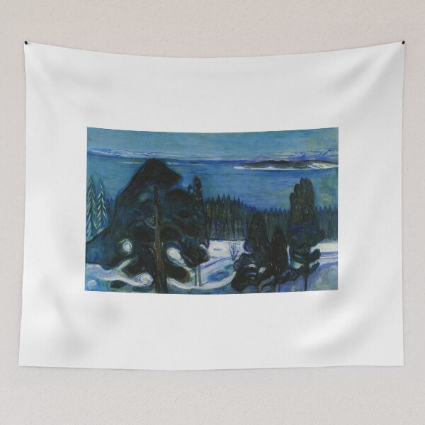 Item preview, Winter Night – Edvard Munch Expressionist Nocturnal Landscape Painting (1890–1895) designed and sold by Art Outlaws.