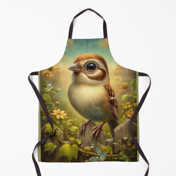 Artikelvorschau, Ein süßer Spatz sitzt auf einem Zaun mit Blumen. entworfen und verkauft von PetsArt.