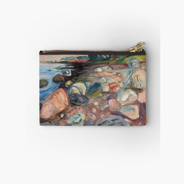 Item preview, Shore with Red House – Edvard Munch Expressionist Coastal Landscape Painting (1900–1903) designed and sold by Art Outlaws.