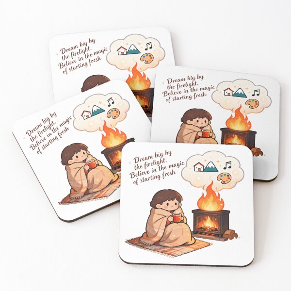 Item preview, Dream Big by the Firelight | Cozy Cartoon Winter Motivation designed and sold by auraRM studio.