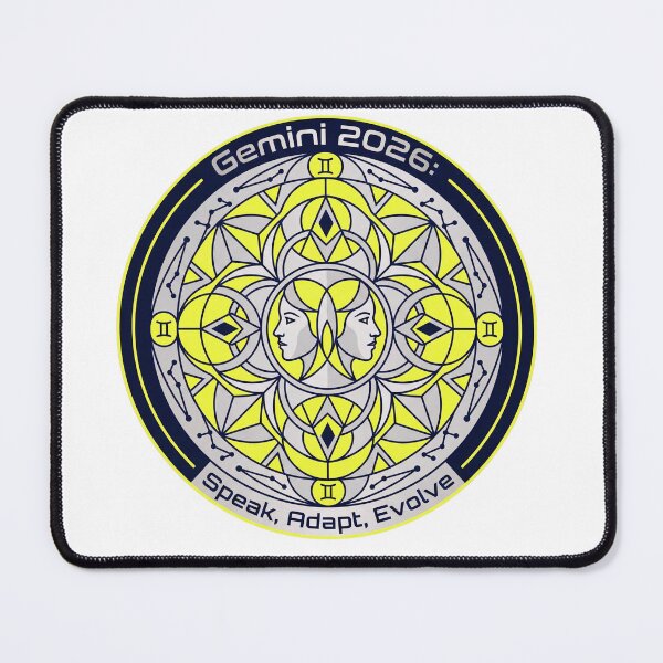 Item preview, Gemini 2026 Tech Mandala – Speak, Adapt, Evolve Zodiac Design designed and sold by MskynextDigitalstudio.