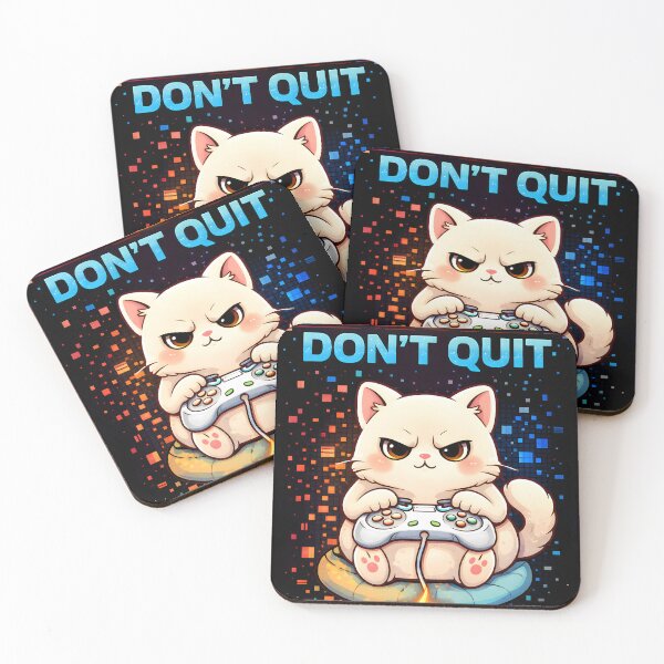 Item preview, Winners Don’t Quit – Cute Gamer Cat Quote Design designed and sold by SoulenCify.