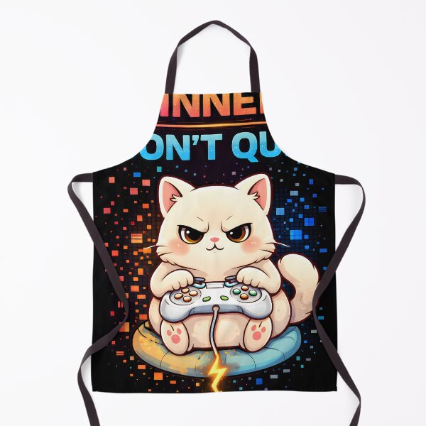 Item preview, Winners Don’t Quit – Cute Gamer Cat Quote Design designed and sold by SoulenCify.