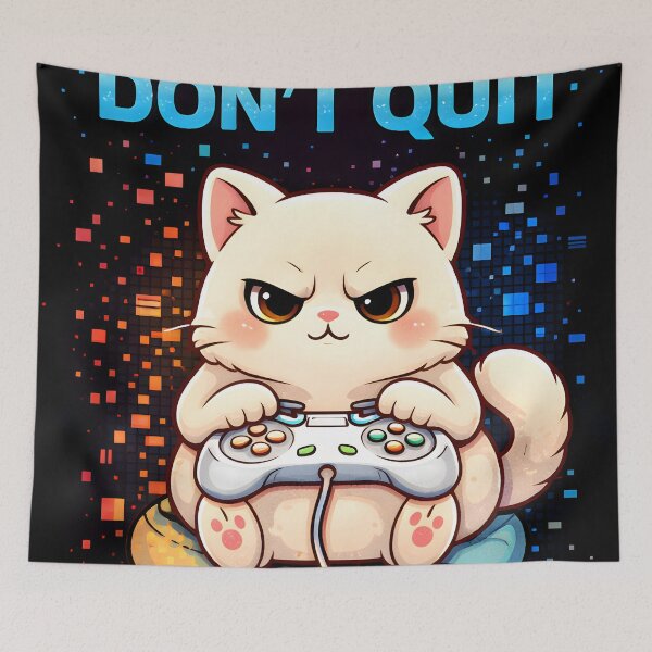 Item preview, Winners Don’t Quit – Cute Gamer Cat Quote Design designed and sold by SoulenCify.
